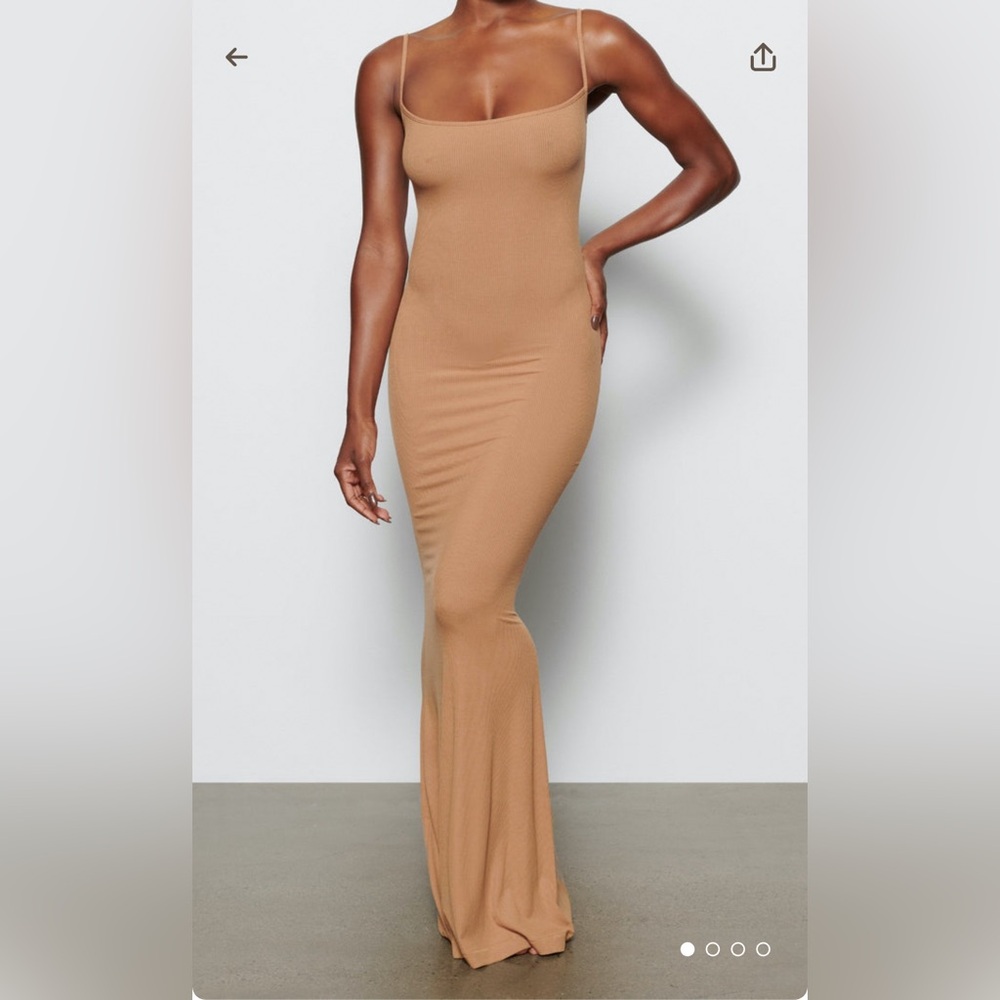 Skims Soft Lounge Long Slip Dress - Camel